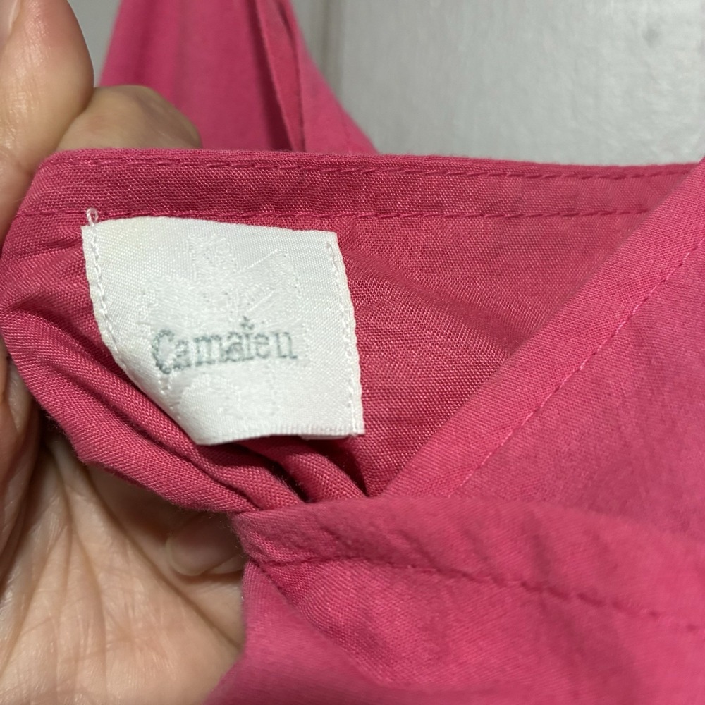 Camaieu Women Dress Size 10 Pink Layered V-neck Spaghetti Strap Tiered Midi - Picture 6 of 12